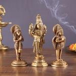 Brass Tirupati Balaji, Garuda & Hanuman Trio 5.5" | Divine Idols Set | Blessings, Protection & Devotion | Handcrafted Spiritual Ambiance | Home Temple Decor